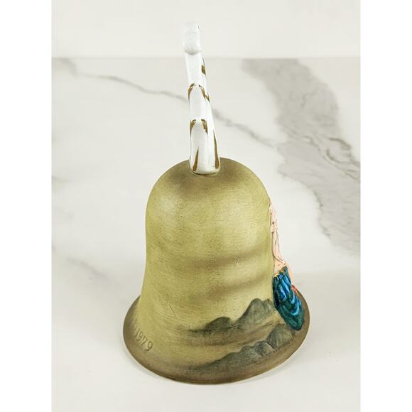 Bisque Praying Madonna Bell 5 3/4" Porcelain 1979 Hand Painted Roman Mexico - Picture 8 of 14